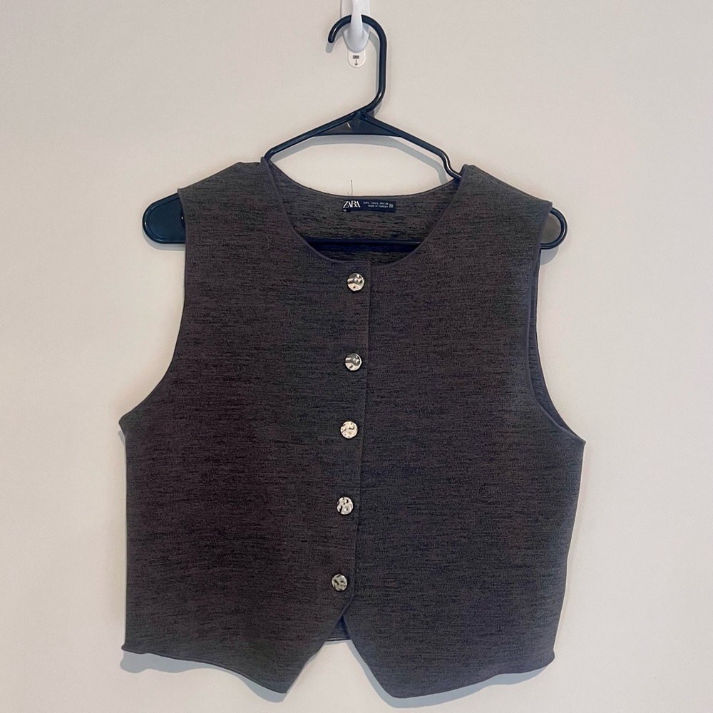 Zara Charcoal Buttoned Tank Top